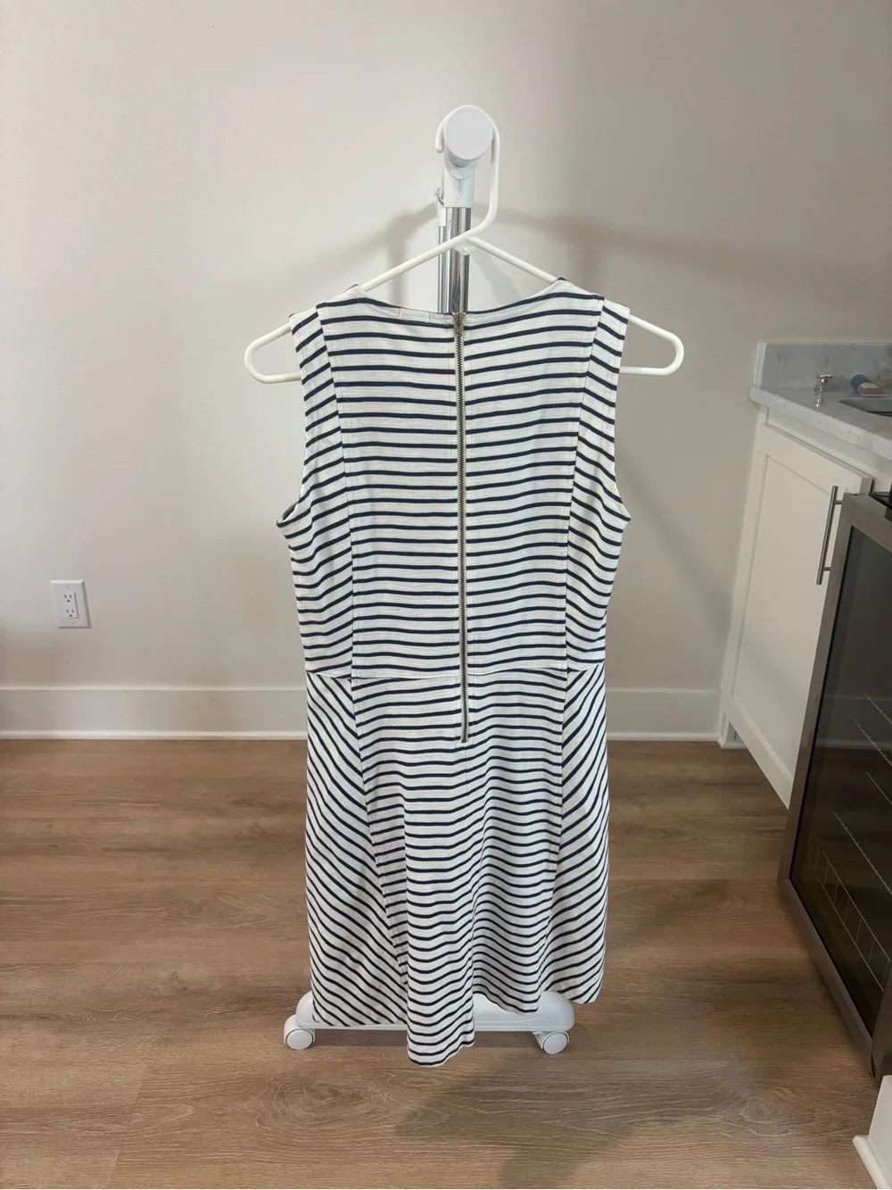 J. Crew Navy & White Striped Sleeveless Midi Dress